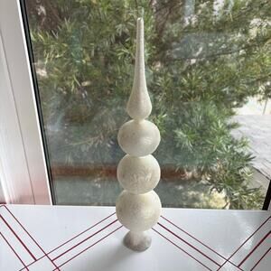 Vintage Mercury Glass Tree Topper Snowflake Beaded Finial 16 Inch